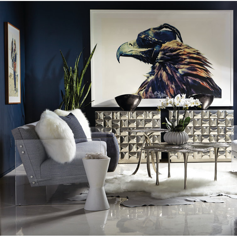 Modern Gingko Leaf Design Gold Metal Round End Table