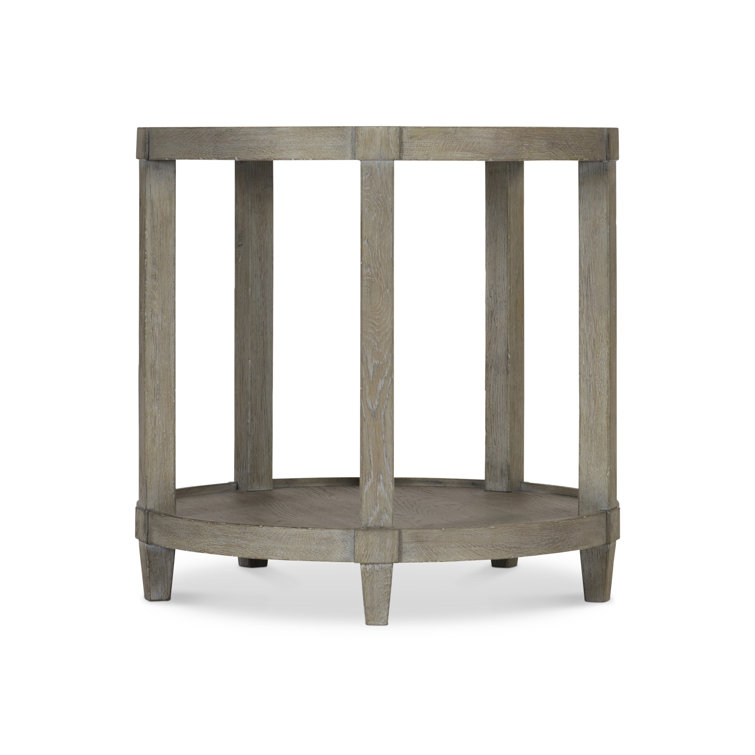 Gray Round Wood and Metal Transitional End Table