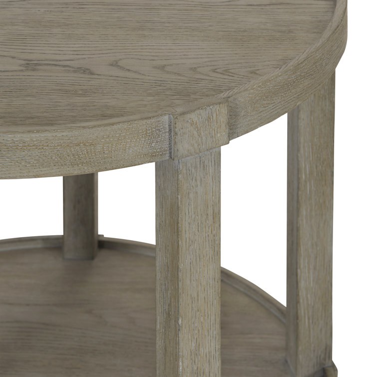 Gray Round Wood and Metal Transitional End Table