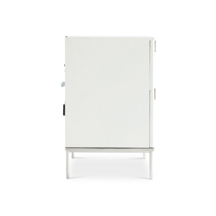 Modulum Fluted 2-Drawer Nightstand in White Adobe with USB Charger