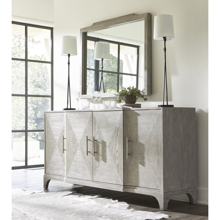 Transitional Pewter Gray Wood Rectangular Dresser Mirror