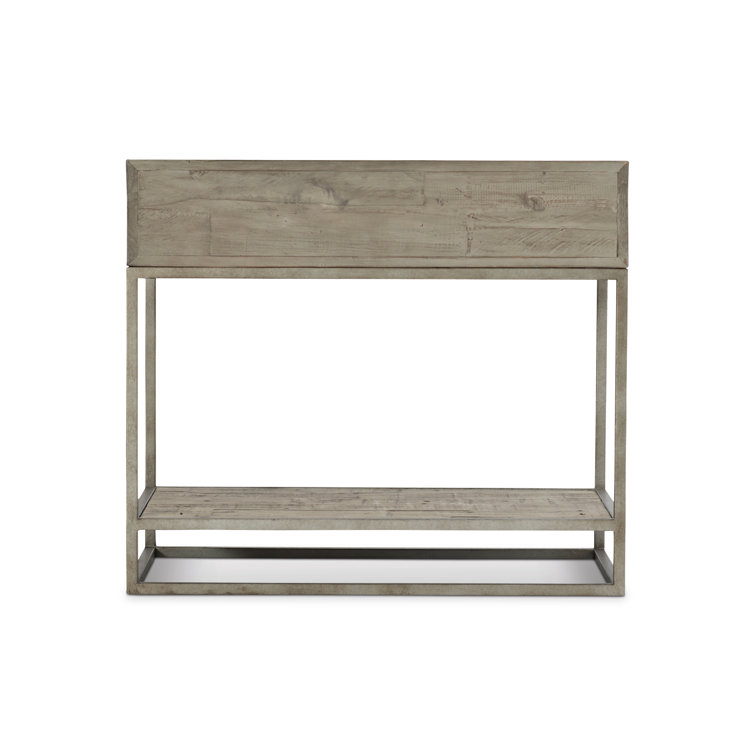 Gray Wood and Metal 1-Drawer Nightstand
