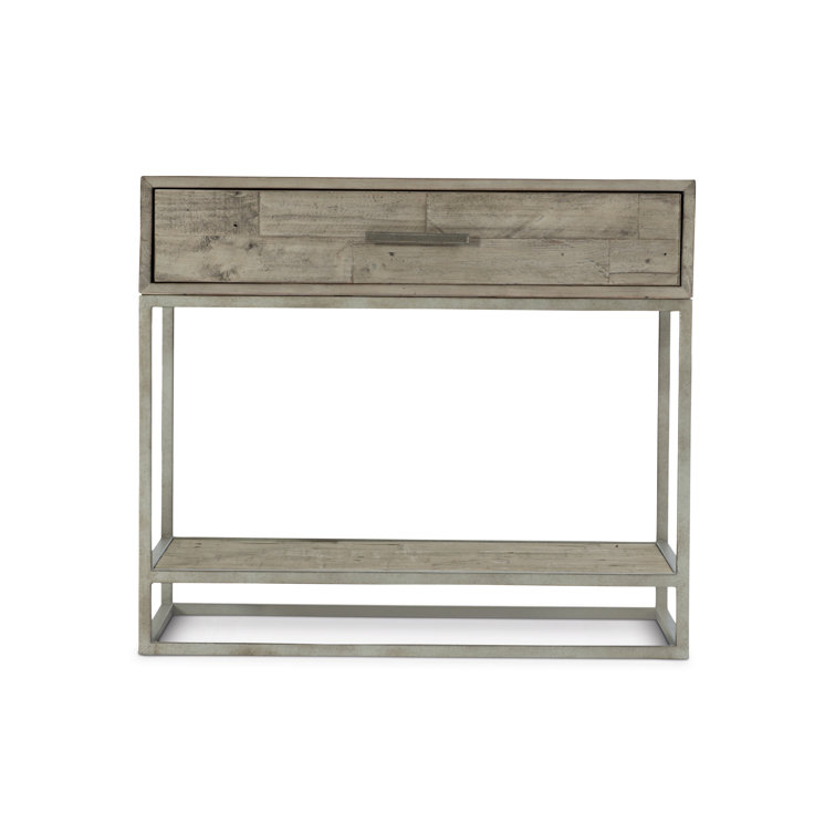 Gray Wood and Metal 1-Drawer Nightstand