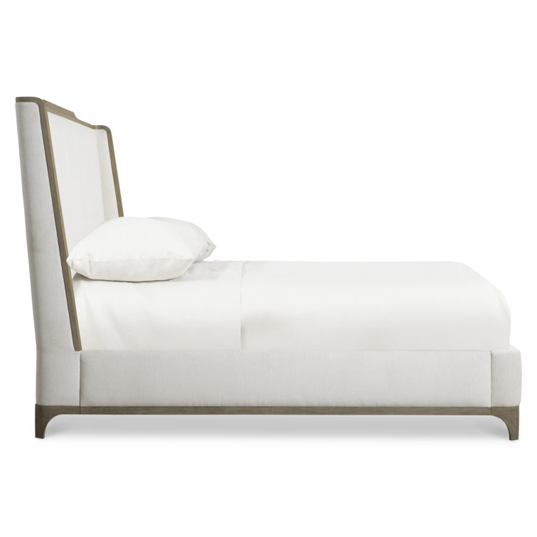Albion King Gray Upholstered Shelter Bed with Wood Frame