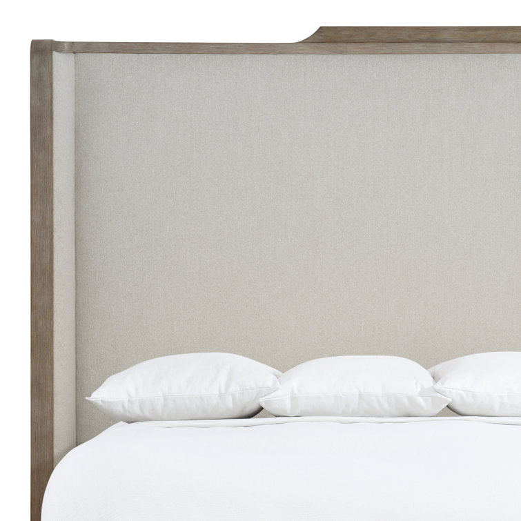 Albion King Gray Upholstered Shelter Bed with Wood Frame