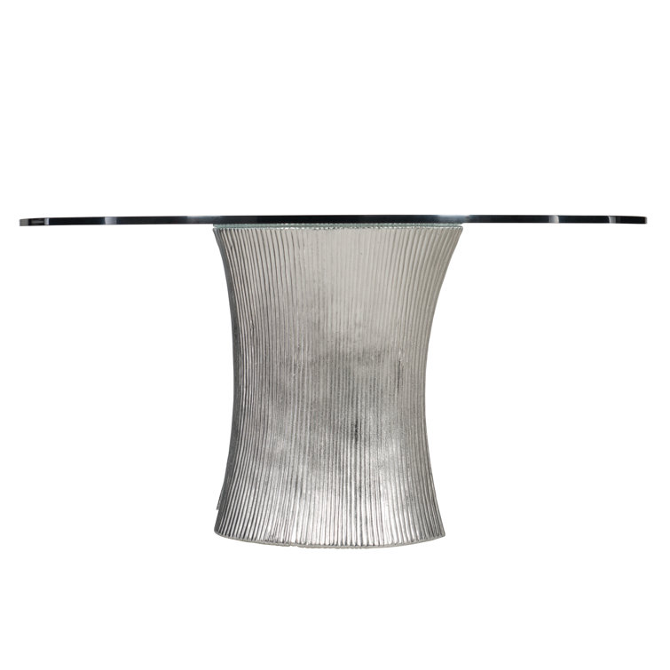 Serpentine 60" Silver Glass Round Contemporary Dining Table