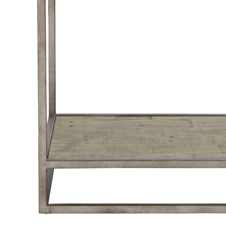 Gray Wood and Metal 1-Drawer Nightstand