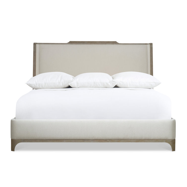 Albion King Gray Upholstered Shelter Bed with Wood Frame