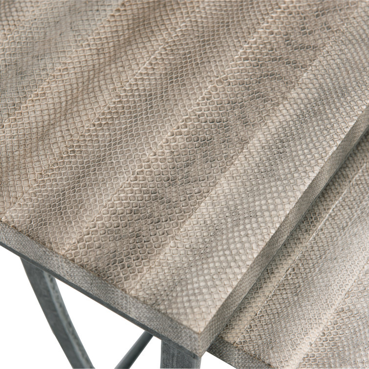 Wyman Brown Snakeskin and Iron Nesting End Table