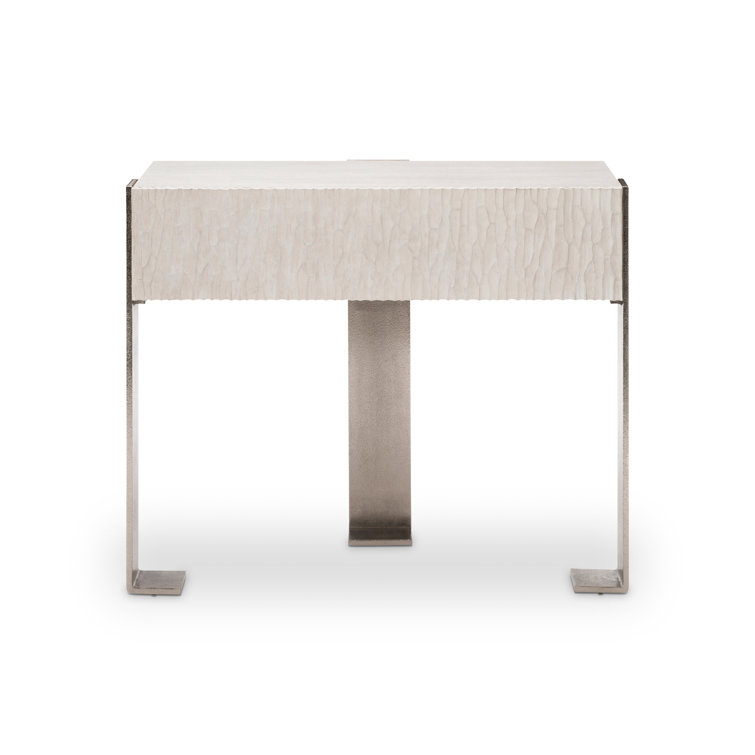 Solaria Transitional Beige 1-Drawer Nightstand with USB Charger