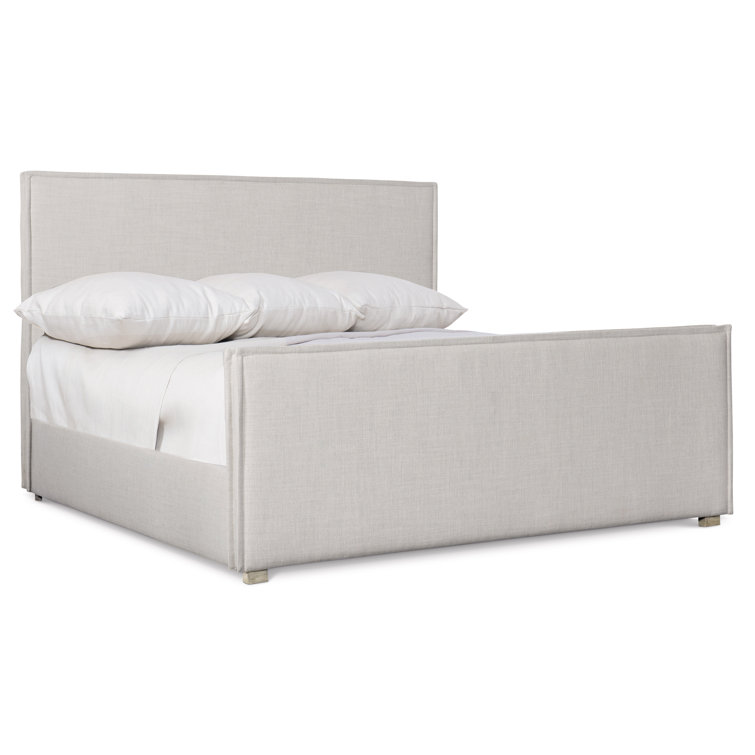Transitional Greige California King Upholstered Bed with Wood Frame