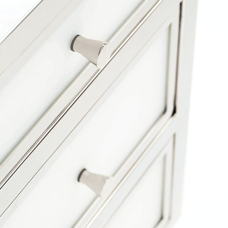 Blanca Transitional 3-Drawer Silver & White Metal Nightstand