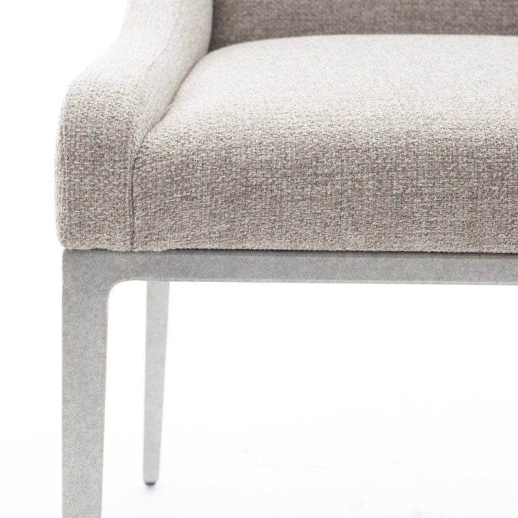 Lowell Transitional Beige Leather Upholstered Arm Chair with Metal Frame