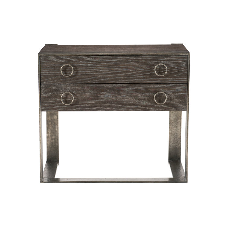 Dixon Transitional 2-Drawer Nightstand in Weathered Charcoal Gray