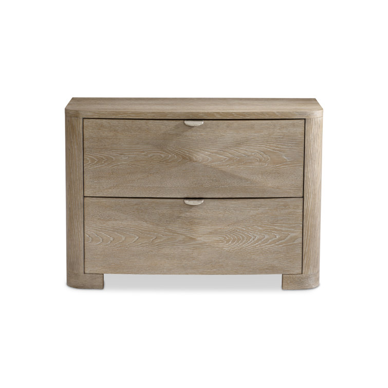 Aventura Transitional Brown 2-Drawer Nightstand with USB Ports