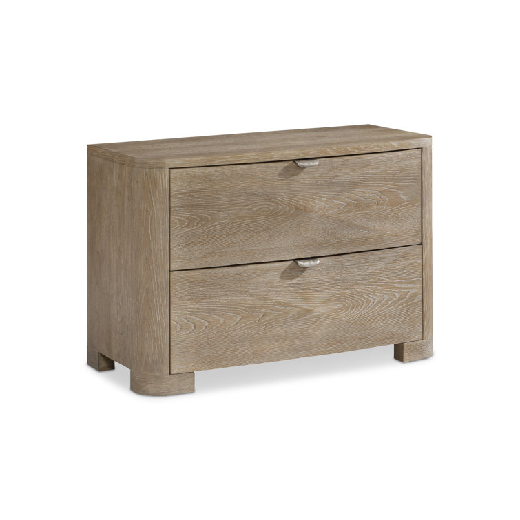 Aventura Transitional Brown 2-Drawer Nightstand with USB Ports