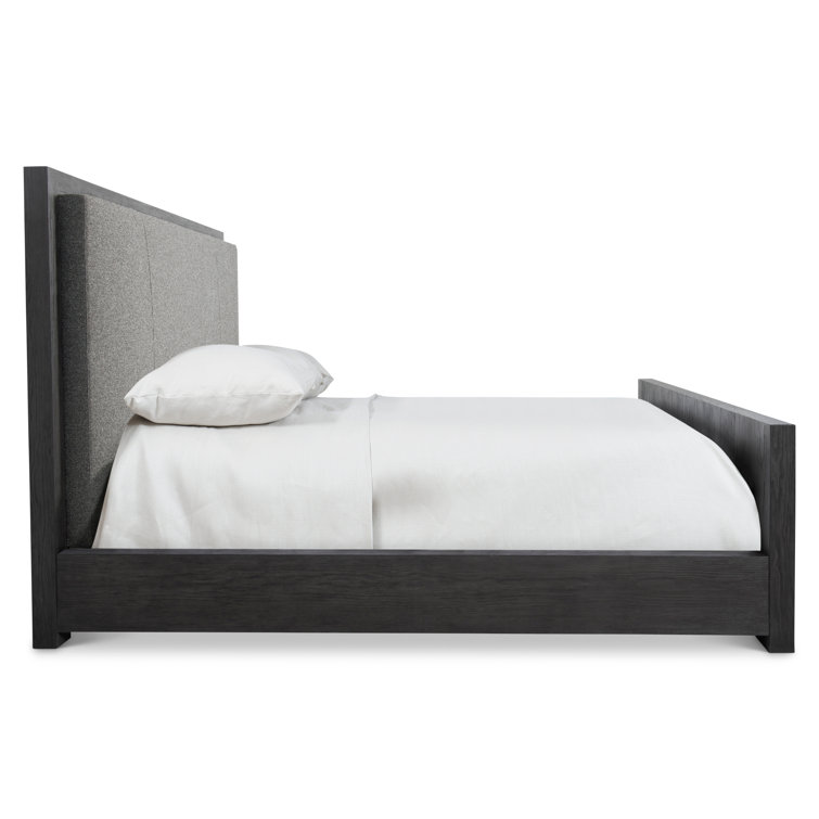 L'Ombre Charcoal Transitional King Upholstered Bed with Pine Frame