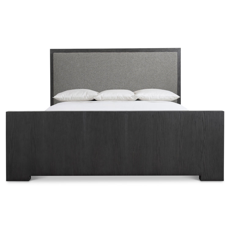 L'Ombre Charcoal Transitional King Upholstered Bed with Pine Frame