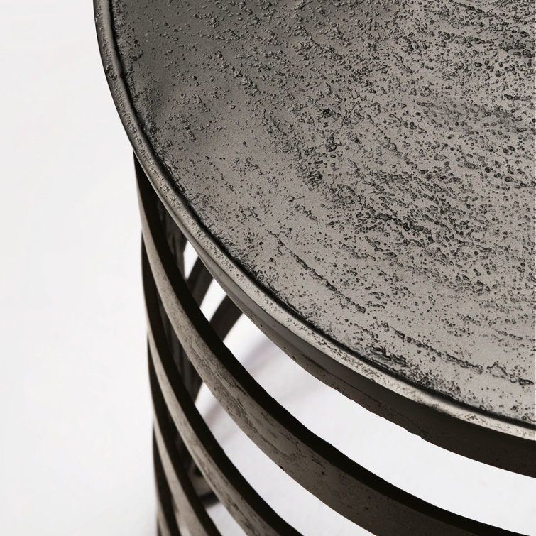 Black Round Metal Storage Occasional Table