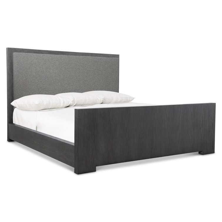L'Ombre Charcoal Transitional King Upholstered Bed with Pine Frame