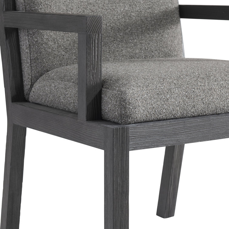 Charcoal Gray Transitional Wood Armchair with Ladder Back Design