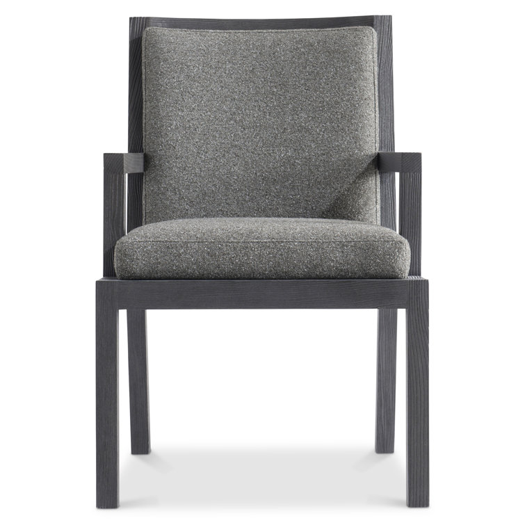 Charcoal Gray Transitional Wood Armchair with Ladder Back Design