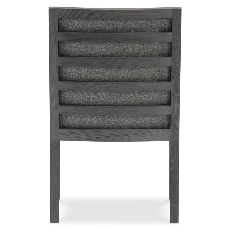 Charcoal Gray Transitional Wood Armchair with Ladder Back Design