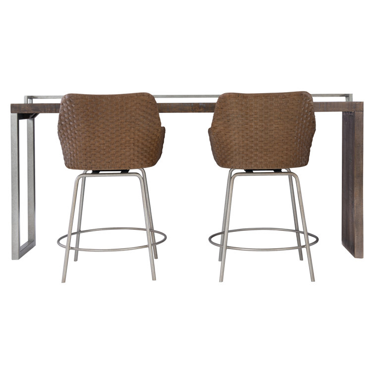 Transitional Meade Swivel Bar Stool in Beige and Gray