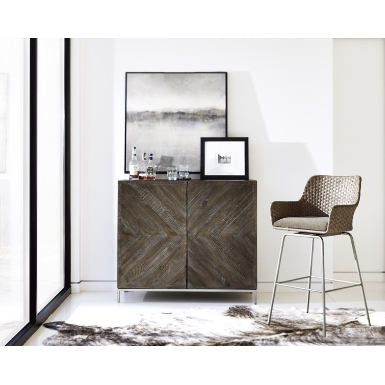 Transitional Meade Swivel Bar Stool in Beige and Gray