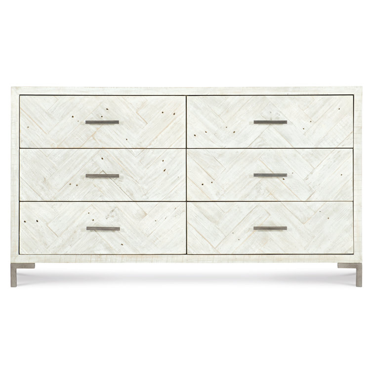 Macauley Brushed White 6-Drawer Industrial Dresser