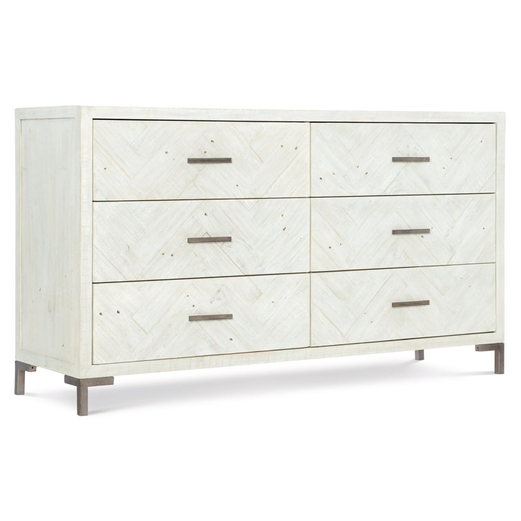 Macauley Brushed White 6-Drawer Industrial Dresser