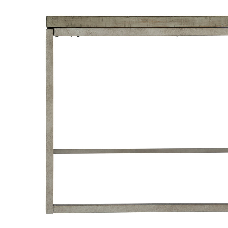 Gray Rectangular Wood Coffee Table with Storage