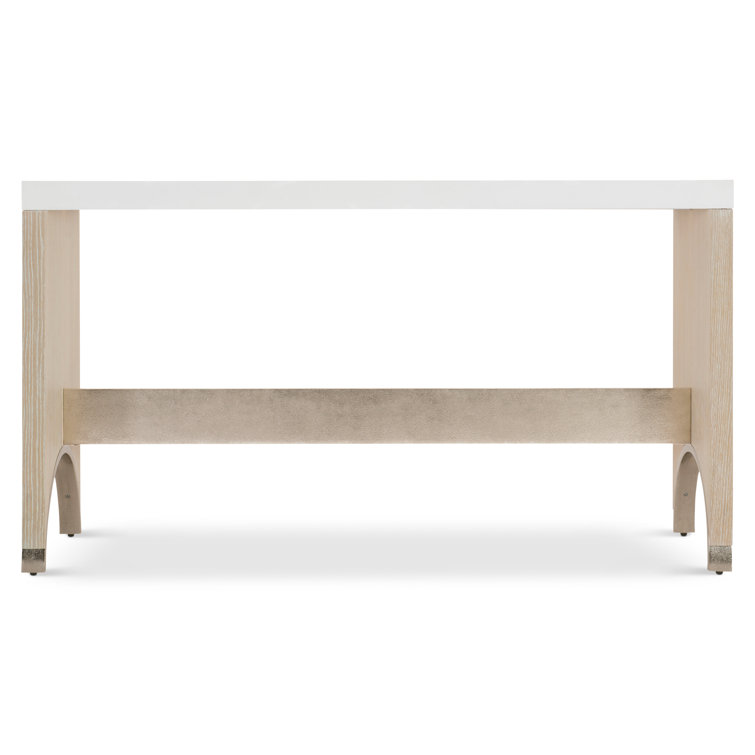 Solaria 60'' Beige Solid Wood & Metal Console Table with Faux Stone Top
