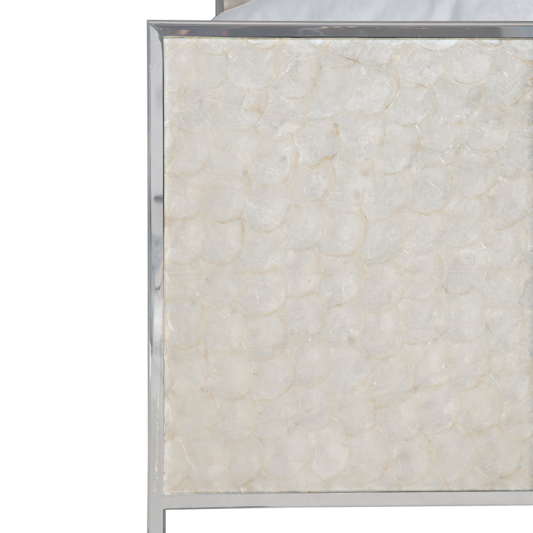 Helios King Capiz Shell Panel Bed with Stainless Steel Frame