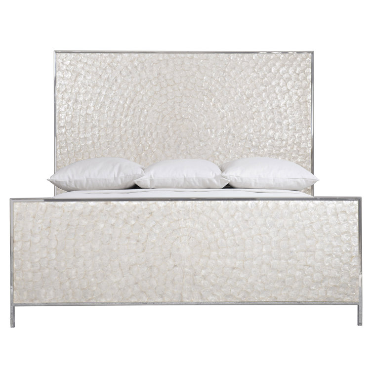 Helios King Capiz Shell Panel Bed with Stainless Steel Frame
