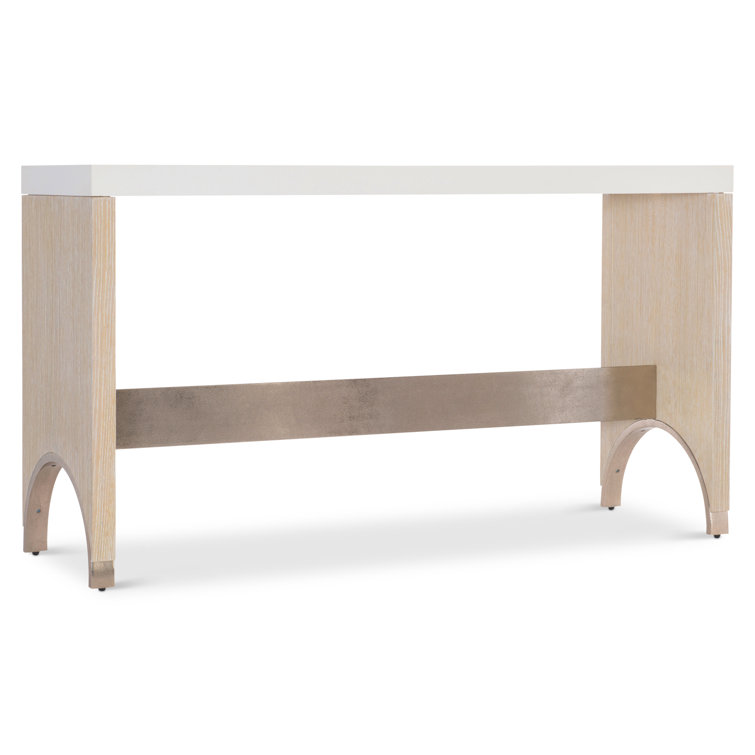 Solaria 60'' Beige Solid Wood & Metal Console Table with Faux Stone Top