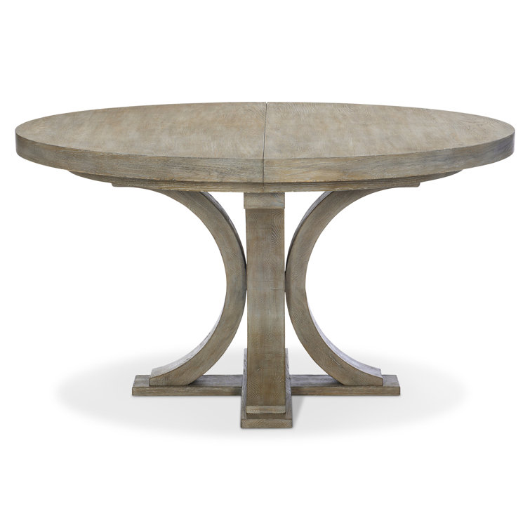 Transitional Pewter Finish Extendable Round Wood Dining Table