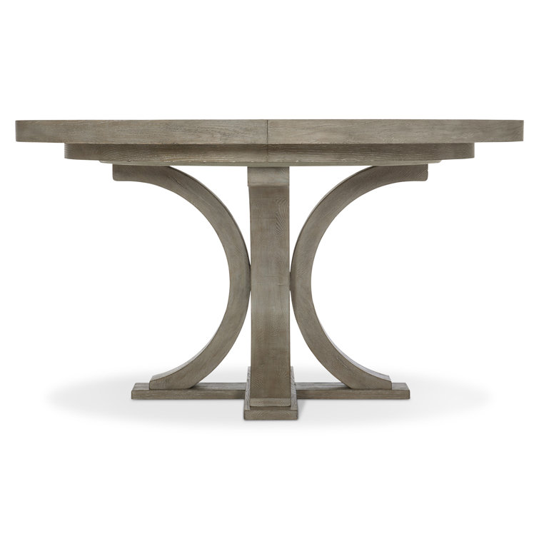 Transitional Pewter Finish Extendable Round Wood Dining Table