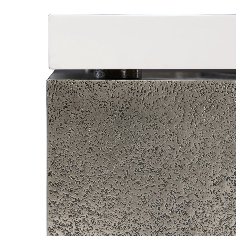 White Plaster Maple Veneer and Graphite Metal End Table