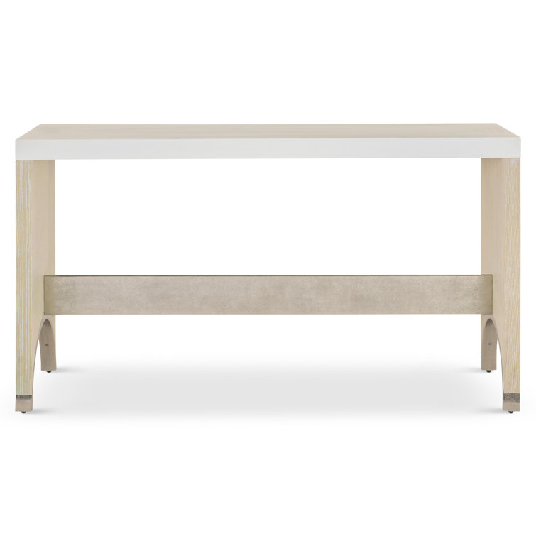 Solaria 60'' Beige Solid Wood & Metal Console Table with Faux Stone Top