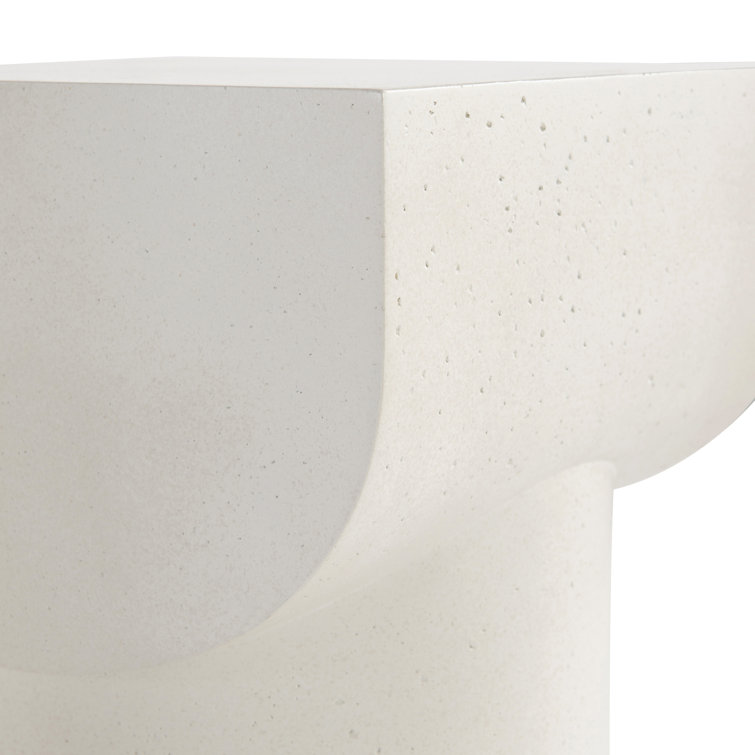 Quarry Cream Square Stone and Metal Contemporary End Table