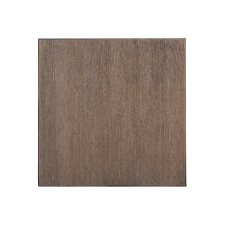 Transitional Quartered Oak and Steel Square End Table in Gray/Brown