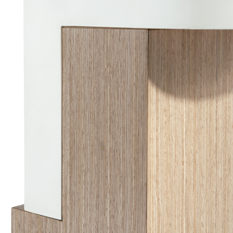 Transitional Adobe Stone & Sahara Wood D-Shape End Table