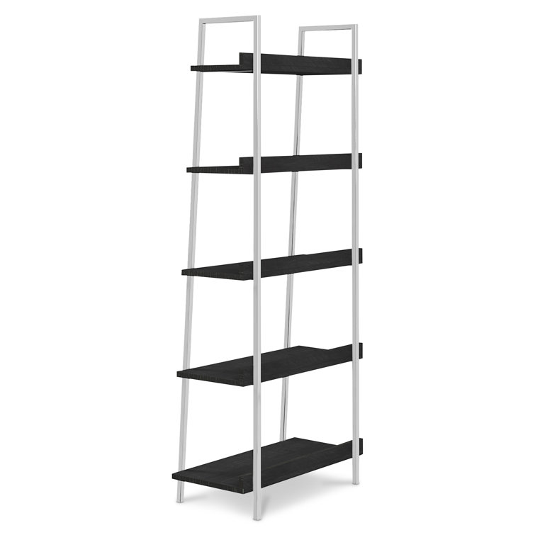 Coleman 70.75" Gray Wood and Stainless Steel Adjustable Etagere Bookcase