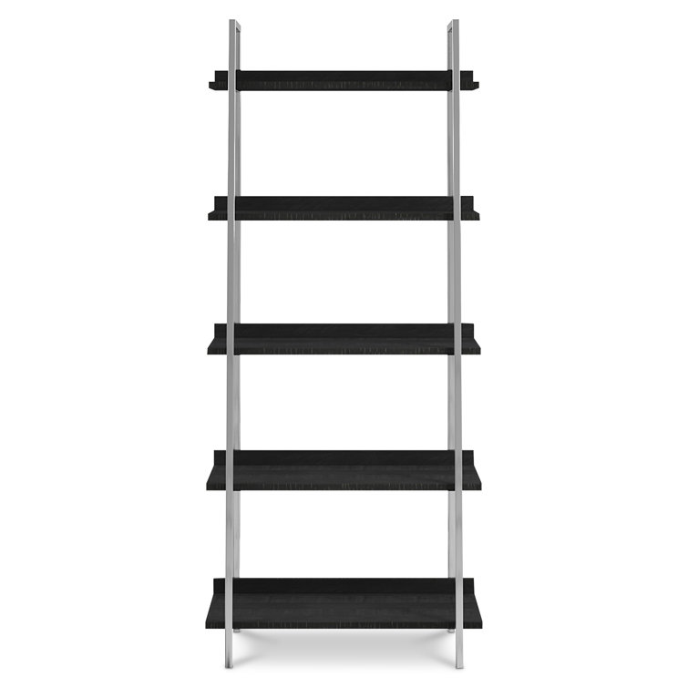 Coleman 70.75" Gray Wood and Stainless Steel Adjustable Etagere Bookcase