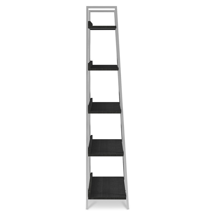 Coleman 70.75" Gray Wood and Stainless Steel Adjustable Etagere Bookcase