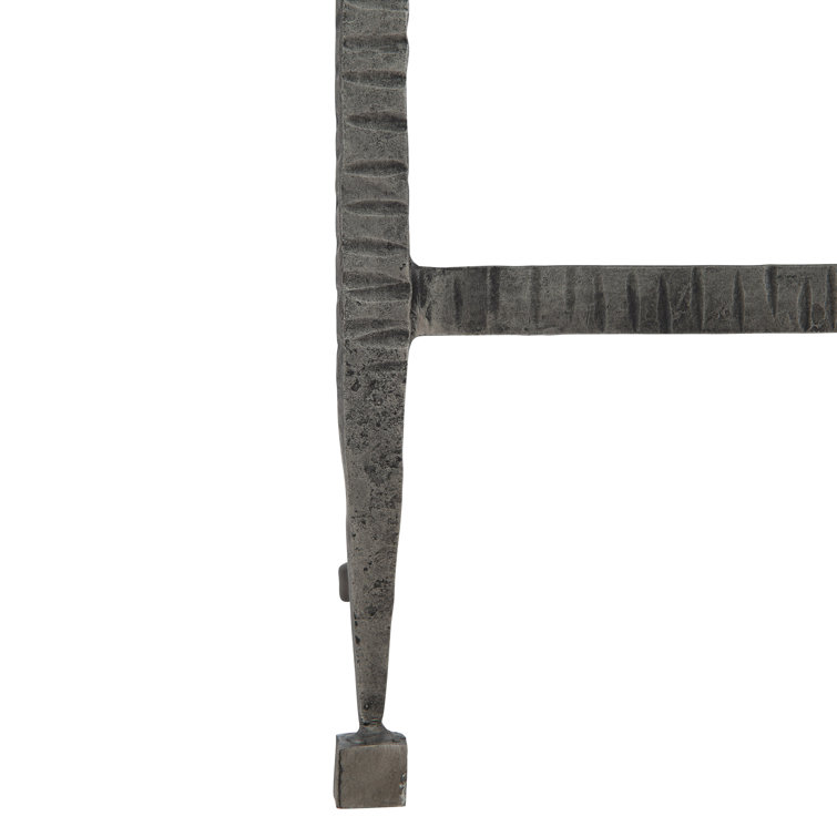 Gray Stone and Metal Rectangular Console Table with Storage