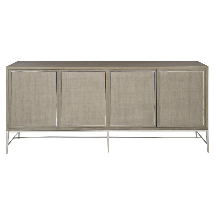Cardenas 82'' Brown Makore Veneer Media Console with Cabinets