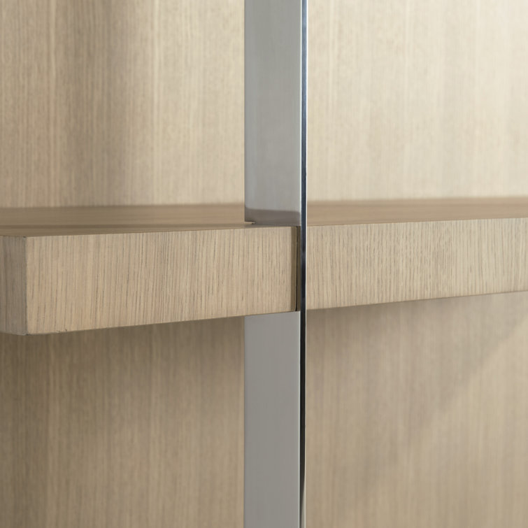 Sahara Brown Oak and Stainless Steel Etagere Bookcase