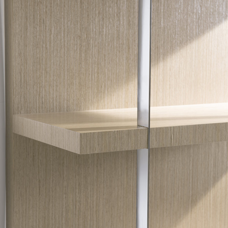 Sahara Brown Oak and Stainless Steel Etagere Bookcase